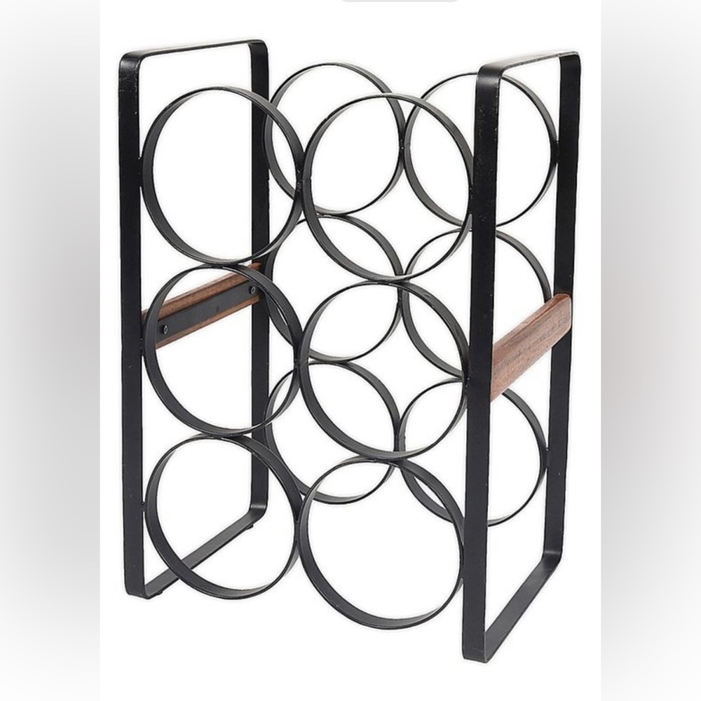 Set of 2 Our Table 6-Bottle Wood And Metal Wine Rack In Black